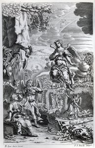 Der Erzengel Uriel informiert Gabriel, dass Satan im Garten Eden ist, Illustration aus 