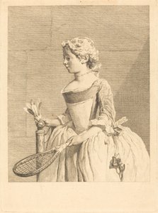 Junges Mädchen am Steuer (Junges Mädchen an der Raguette) von Bernard Lépicié after Jean Siméon Chardin