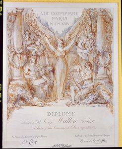 Diplomverleihung von der VIII. Olympiade, in Paris abgehalten von Bernard Naudin