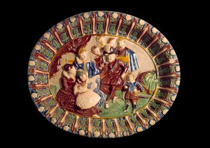 Schale, die Heinrich IV. und seine Familie darstellt. Keramik aus glasierter Erde von Bernard Palissy (1510-1589) von Bernard Palissy