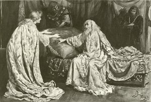 Miss Ellen Terry als Cordelia, Mr. Henry Irving als König Lear von Bernard Partridge