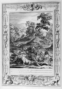 Actaeon von Jagdhunden zerfleischt (Gravur)