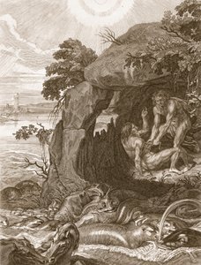 Aristeus zwingt Proteus, seine Orakel zu offenbaren, 1731 von Bernard Picart