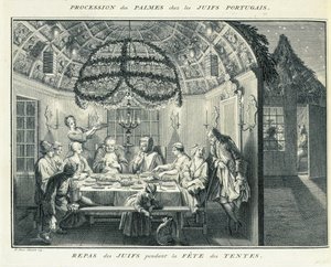 Jüdisches Mahl während des Laubhüttenfestes, Illustration aus 