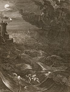 Leander schwimmt über den Hellespont, um seine Geliebte Hero zu treffen, 1730 von Bernard Picart