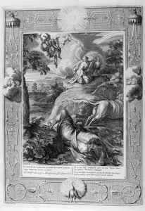Io, die Tochter des Inachus und Geliebte des Zeus, wurde in eine Kuh verwandelt (Gravur)