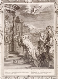 Oeneus, König von Kalydon, wird für seine Gottlosigkeit bestraft, weil er Diana bei einem Opfer vernachlässigt hat, 1731
