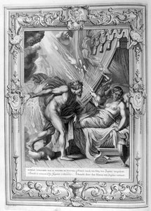 Semele wird vom Feuer des Zeus verzehrt (Gravur)