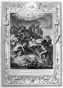 Der Versuch der Riesen, den Himmel zu erklimmen, indem sie Berge aufeinander stapeln, 1733