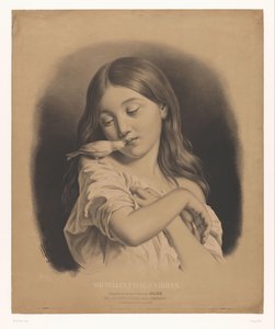 Junges Mädchen mit einem Vogel auf der Schulter (Le petit favori, Diverse neue Studien, Nouvelles études variées)