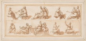 Skizzenblatt mit mehreren Figuren von Bernard Salomon