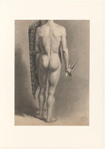 Männlicher Akt mit Schwert und Schild, von hinten gesehen von Bernard Willem Wierink (signed by artist)