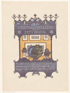 Werbung für die Amsterdamer Stein- und Buchdruckerei Dieperink & Co (1910 Tentoonstelling van het boek)