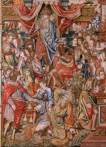 Flämischer Wandteppich. Serie Die Ehren; Adel (La Nobleza). Vierter Wandteppich in der Serie. Modell Zeichner aus dem Kreis von Bernard van Orley und Jan Gossaert (Mabuse). Herstellung Pieter van Aelst, Brüssel. Ca 1550. Stoff Gold, Silber, Seide und Wolle von Bernard van Orley