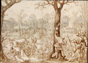 Geteilte Spiele (Bankettszene im Wald während eines Jagdtages) - Werk von Bernaert van Orley (1488-1541) von Bernard van Orley