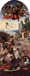 Moses teilt das Rote Meer in Anwesenheit von Erzengel Michael