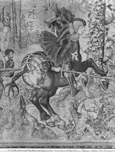 Die Jagden von Maximilian, Steinbock, Die Wildschweinjagd, Detail von Maximilian I., 1459-1519, Gobelins-Manufaktur von Bernard van Orley