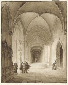 Kircheninneres mit Soldaten am Eingang