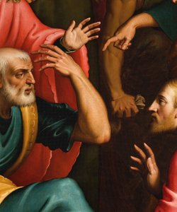 Kapelle des Heiligen Sakraments, erstes südliches Joch, Fußwaschung (Detail) von Bernardino Campi