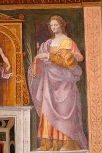 Heilige Lucia, Fresko von Bernardino Luini in der Kirche von Saint Maurice im Maggiore-Kloster, Mailand, Lombardei, Italien