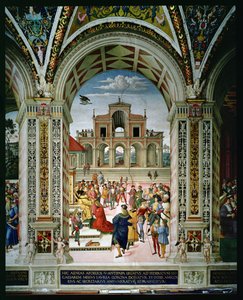 Aeneas Sylvius Piccolomini wird 1442 von Friedrich III. zum Dichter gekrönt von Bernardino di Betto Pinturicchio