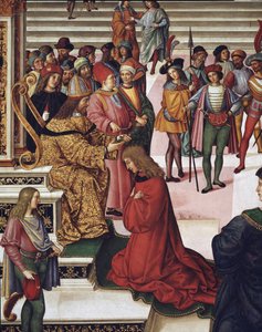 Enea Silvio Piccolomini (Pius II.) wird von Kaiser Friedrich III. zum Dichter gekrönt (Detail) von Bernardino di Betto Pinturicchio