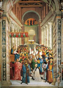 Krönung von Papst Pius II (Detail) von Bernardino di Betto Pinturicchio