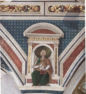 St. Ambrosius, Detail der Kirchenlehrer (Fresko) von Bernardino di Betto Pinturicchio