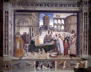Geschichte des Heiligen Bernhardin, der Tod des Heiligen von Bernardino di Betto Pinturicchio