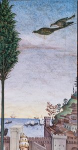 Piccolomini-Bibliothek, Südwestwand: „Pius II. segnet die Flotte, die sich auf den Weg ins Heilige Land macht“