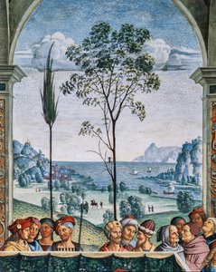 Piccolomini-Bibliothek, Südwestwand: „Pius II. leitet den Reichstag von Mantua, 1. Juni“ von Bernardino di Betto Pinturicchio