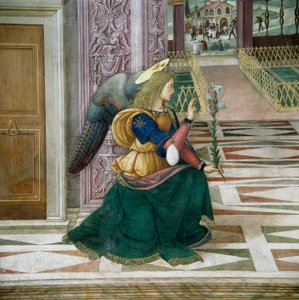 Der Erzengel Gabriel, Detail der Verkündigung von Bernardino di Betto Pinturicchio