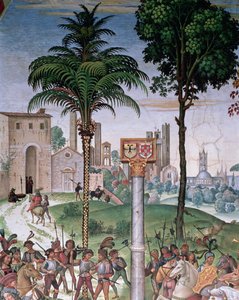 Ansicht von Siena mit dem Dom und Porta Camollia (Detail) von Bernardino di Betto Pinturicchio
