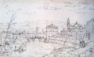 Brücke über den Fluss und Santa Giustina, ca. 1740-1780 von Bernardo Bellotto
