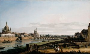 Dresden vom rechten Elbufer, oberhalb der Augustusbrücke
