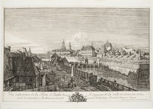 Außenansicht des italienischen Tores der Stadtmauern von Dresden