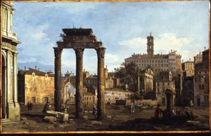 Rom - Das Forum mit dem Tempel von Kastor und Pollux, ca. 1742-43 von Bernardo Bellotto