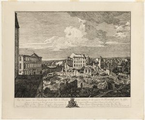 Die Ruinen des Pirnaischen Vororts mit dem Palais Fürstenhof