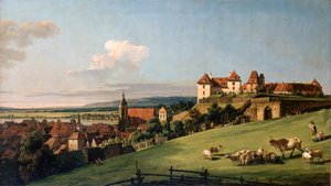 Blick auf Pirna vom Schloss Sonnenstein, 1750er