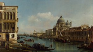 Blick auf den Canal Grande: Santa Maria della Salute und die Dogana vom Campo Santa Maria Zobenigo, ca. 1743