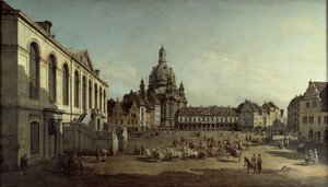 Blick auf den Neumarkt in Dresden vom Jüdenhof, 1749 von Bernardo Bellotto
