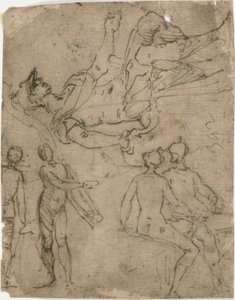 Skizzen eines sitzenden Kriegers, verschiedene Figuren von Bernardo Castello