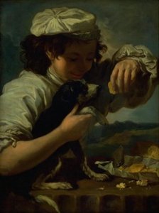 Ein Junge mit einem Hund (Allegorie des "Geschmacks") von Bernardo Eberhart Keilhau