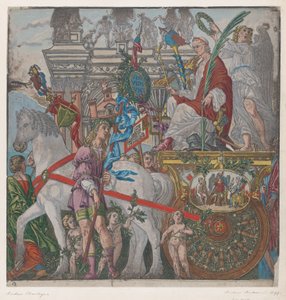 Blatt 9: Julius Caesar in seinem von Pferden gezogenen Wagen, aus Der Triumph des Julius Caesar