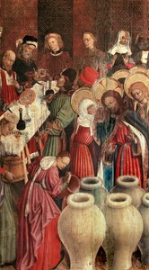 Altarbild der Verklärung, Detail der Hochzeit zu Kana von Bernardo Martorell