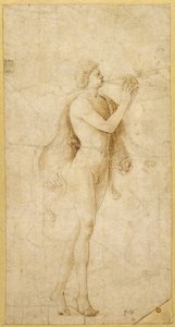 Ein Satyr spielt eine Aulos