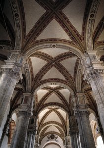 Ansicht der Gewölbe des Kirchenschiffs der Kirche von Pienza von Bernardo Rossellino