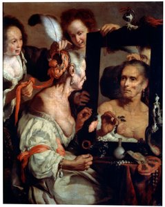 Alte Kokette Vanitas, nach 1630 von Bernardo Strozzi