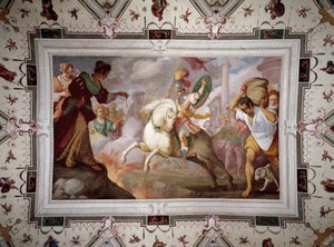 Der Tod des Marcus Curtius, Villa Centurione, Sampierdarena, 1613-15 von Bernardo Strozzi