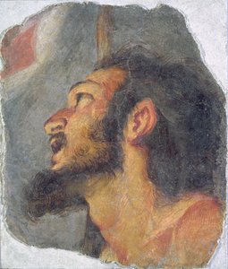 Der Kopf von Johannes dem Täufer, Fragment eines Freskos von Bernardo Strozzi